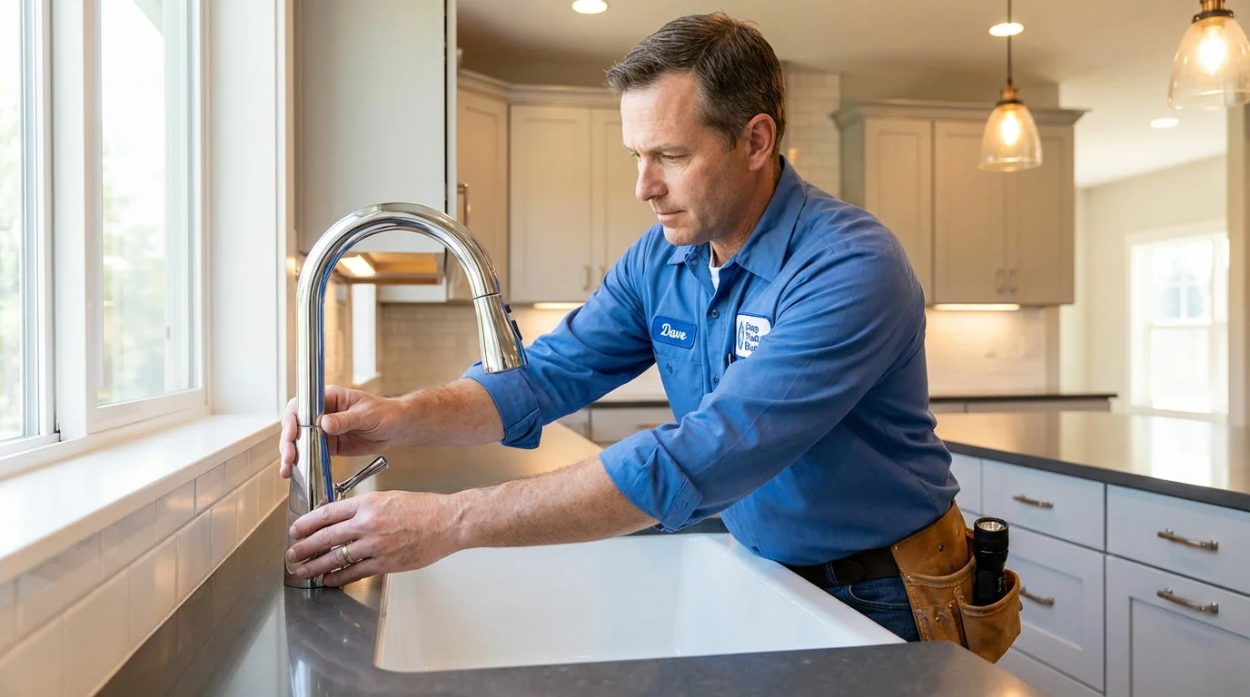 Kitchen faucet installation by Johns Plumbing LLC in Henrietta