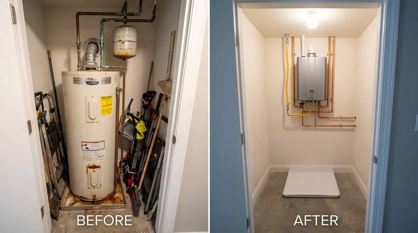 Tank water heater versus wall-mounted tankless unit comparison for Henrietta, TX homeowners